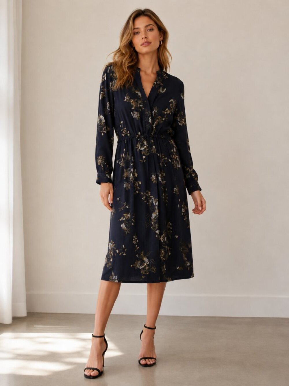 Vince Floral Silk Midi Dress XS